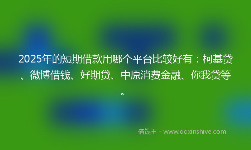 2025年的短期借款用哪个平台比较好有：柯基贷、微博借钱、好期贷、中原消费金融、你我贷等。