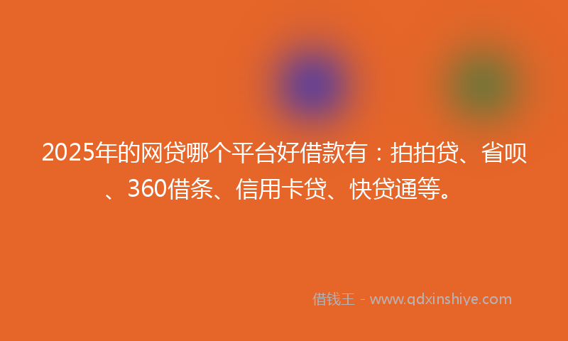 2025年的网贷哪个平台好借款有：拍拍贷、省呗、360借条、信用卡贷、快贷通等。