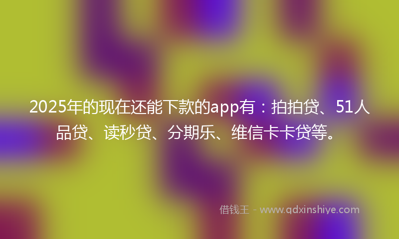 2025年的现在还能下款的app有：拍拍贷、51人品贷、读秒贷、分期乐、维信卡卡贷等。