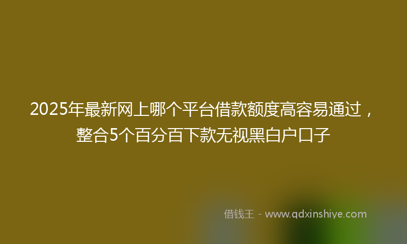 2025年最新网上哪个平台借款额度高容易通过，整合5个百分百下款无视黑白户口子