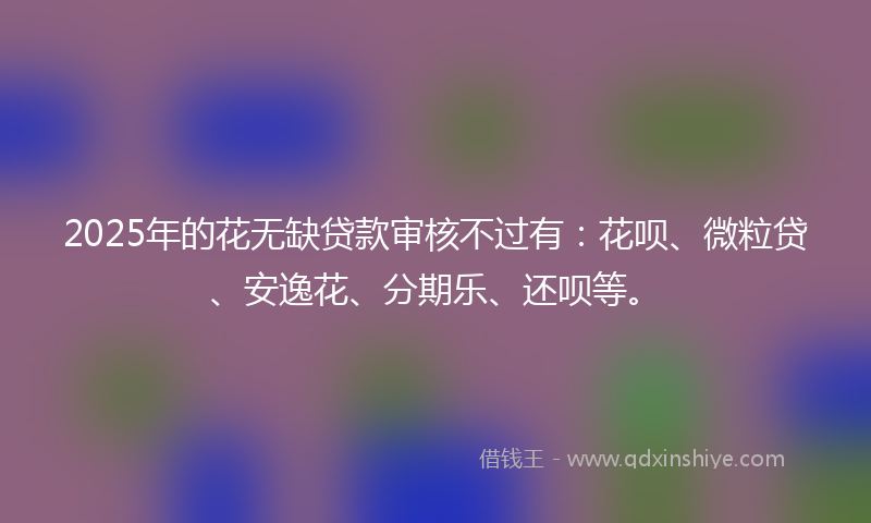 2025年的花无缺贷款审核不过有：花呗、微粒贷、安逸花、分期乐、还呗等。