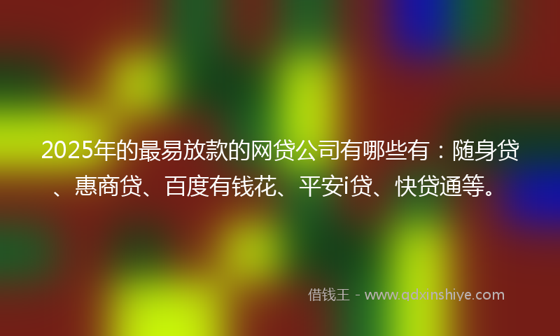 2025年的最易放款的网贷公司有哪些有：随身贷、惠商贷、百度有钱花、平安i贷、快贷通等。