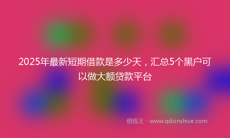 2025年最新短期借款是多少天，汇总5个黑户可以做大额贷款平台