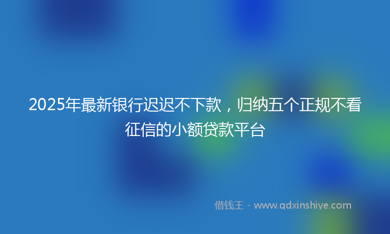 2025年最新银行迟迟不下款，归纳五个正规不看征信的小额贷款平台