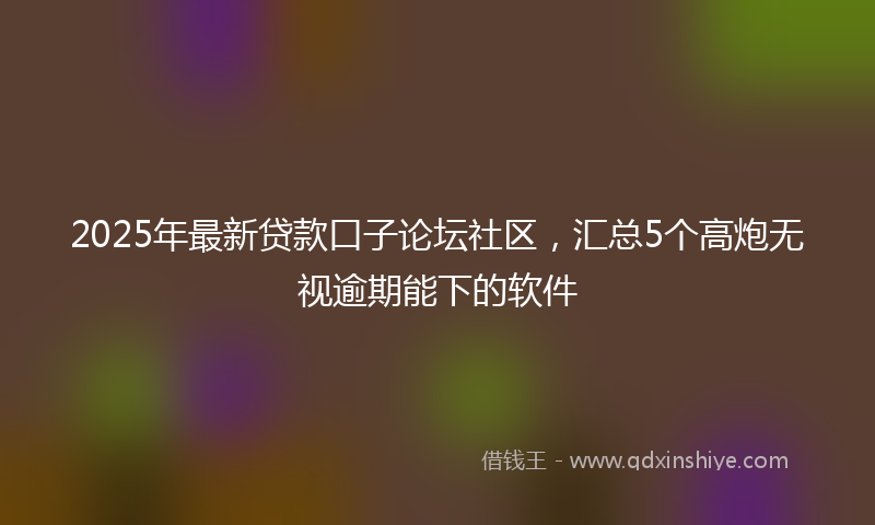 2025年最新贷款口子论坛社区，汇总5个高炮无视逾期能下的软件