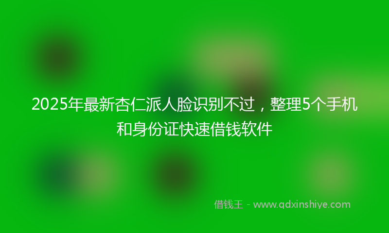 2025年最新杏仁派人脸识别不过，整理5个手机和身份证快速借钱软件