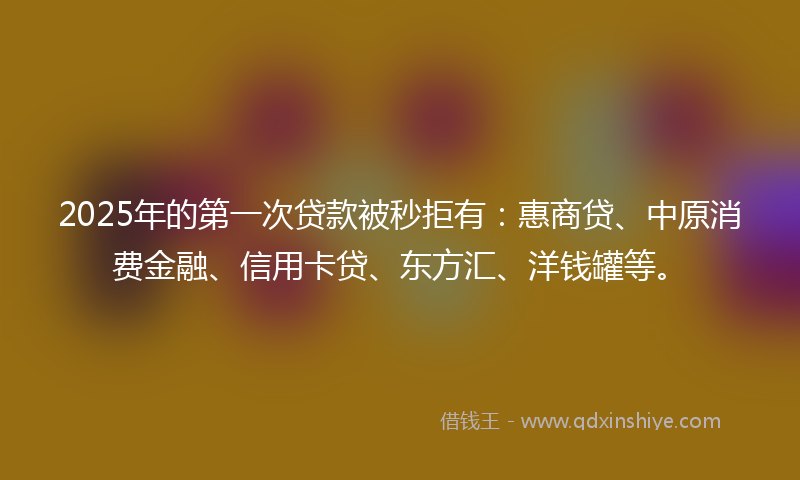 2025年的第一次贷款被秒拒有：惠商贷、中原消费金融、信用卡贷、东方汇、洋钱罐等。