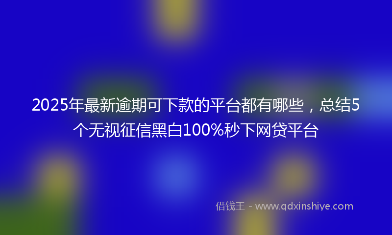 2025年最新逾期可下款的平台都有哪些，总结5个无视征信黑白100%秒下网贷平台
