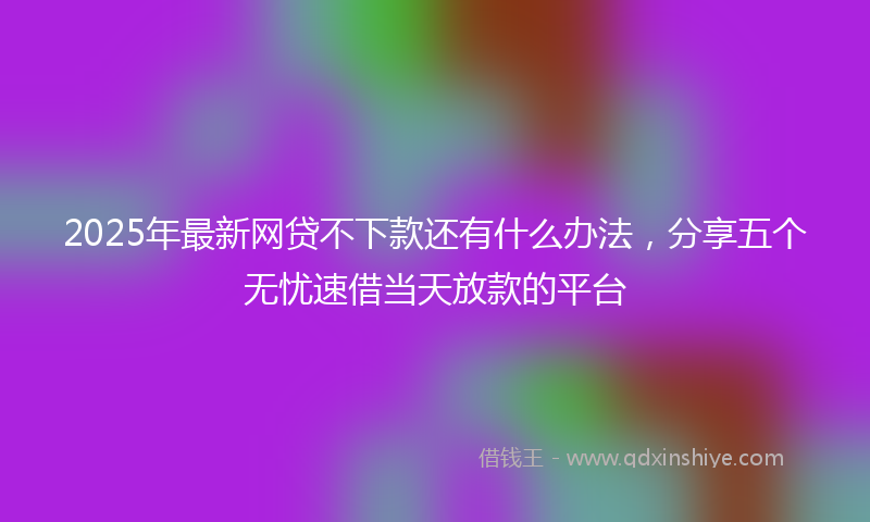 2025年最新网贷不下款还有什么办法，分享五个无忧速借当天放款的平台