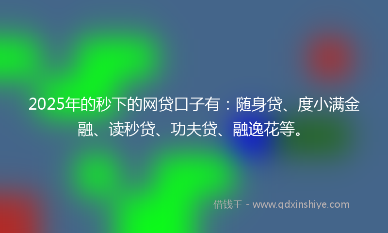 2025年的秒下的网贷口子有：随身贷、度小满金融、读秒贷、功夫贷、融逸花等。