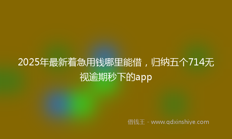 2025年最新着急用钱哪里能借，归纳五个714无视逾期秒下的app