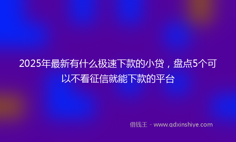 2025年最新有什么极速下款的小贷，盘点5个可以不看征信就能下款的平台