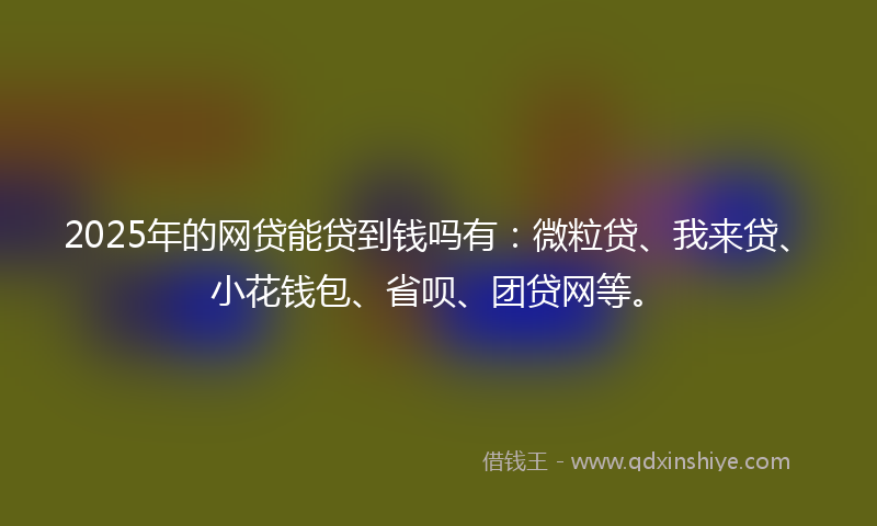 2025年的网贷能贷到钱吗有：微粒贷、我来贷、小花钱包、省呗、团贷网等。