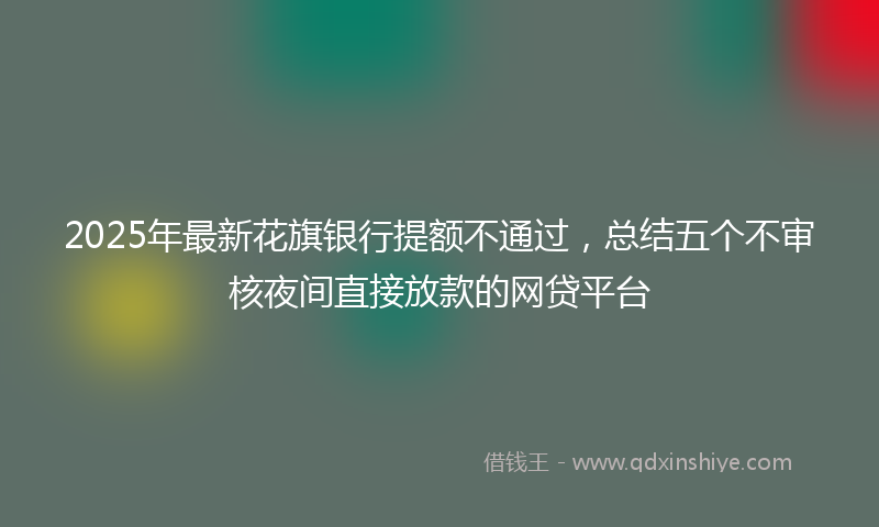 2025年最新花旗银行提额不通过，总结五个不审核夜间直接放款的网贷平台
