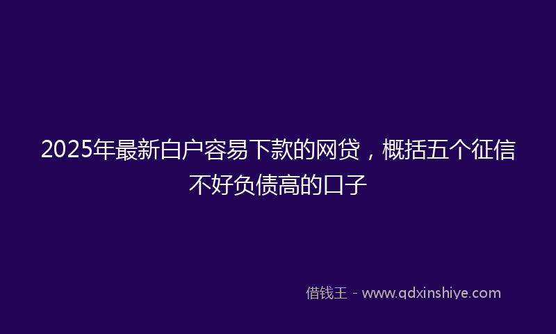 2025年最新白户容易下款的网贷，概括五个征信不好负债高的口子