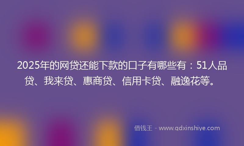 2025年的网贷还能下款的口子有哪些有：51人品贷、我来贷、惠商贷、信用卡贷、融逸花等。