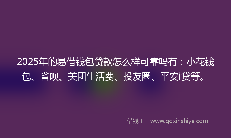 2025年的易借钱包贷款怎么样可靠吗有：小花钱包、省呗、美团生活费、投友圈、平安i贷等。