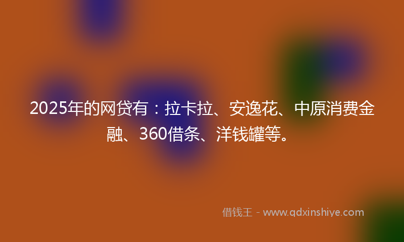 2025年的网贷有：拉卡拉、安逸花、中原消费金融、360借条、洋钱罐等。