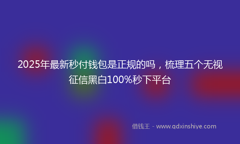 2025年最新秒付钱包是正规的吗，梳理五个无视征信黑白100%秒下平台