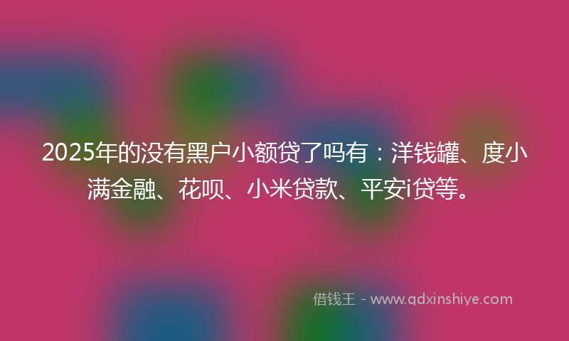 2025年的没有黑户小额贷了吗有：洋钱罐、度小满金融、花呗、小米贷款、平安i贷等。