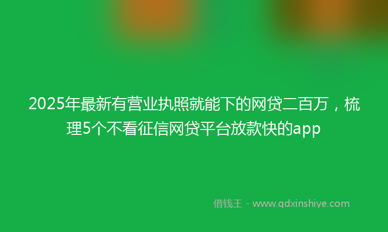 2025年最新有营业执照就能下的网贷二百万，梳理5个不看征信网贷平台放款快的app