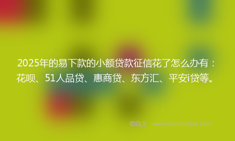 2025年的易下款的小额贷款征信花了怎么办有：花呗、51人品贷、惠商贷、东方汇、平安i贷等。