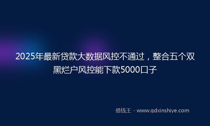 2025年最新贷款大数据风控不通过，整合五个双黑烂户风控能下款5000口子