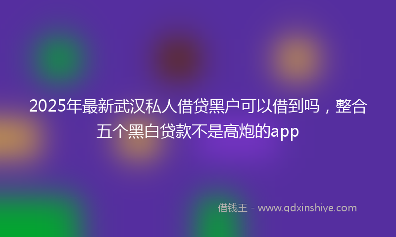 2025年最新武汉私人借贷黑户可以借到吗，整合五个黑白贷款不是高炮的app