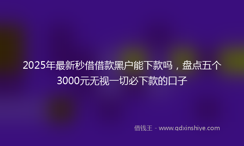 2025年最新秒借借款黑户能下款吗，盘点五个3000元无视一切必下款的口子