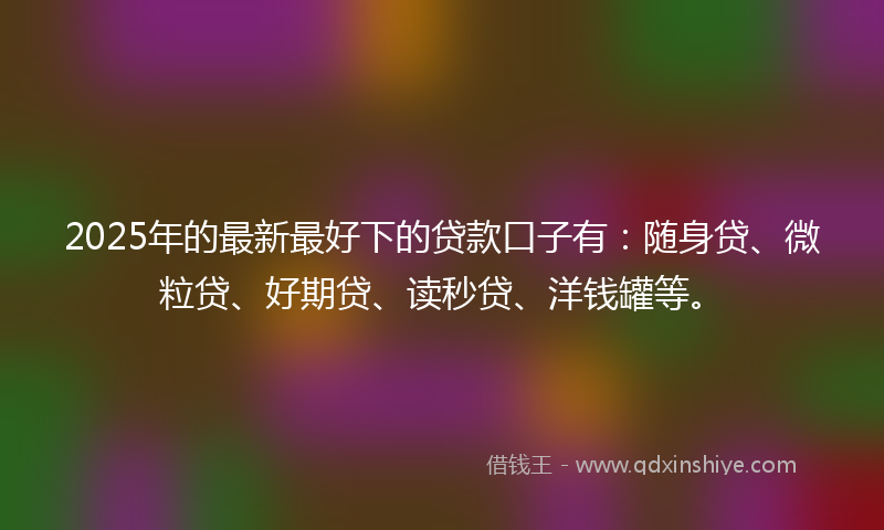 2025年的最新最好下的贷款口子有：随身贷、微粒贷、好期贷、读秒贷、洋钱罐等。