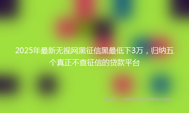 2025年最新无视网黑征信黑最低下3万，归纳五个真正不查征信的贷款平台