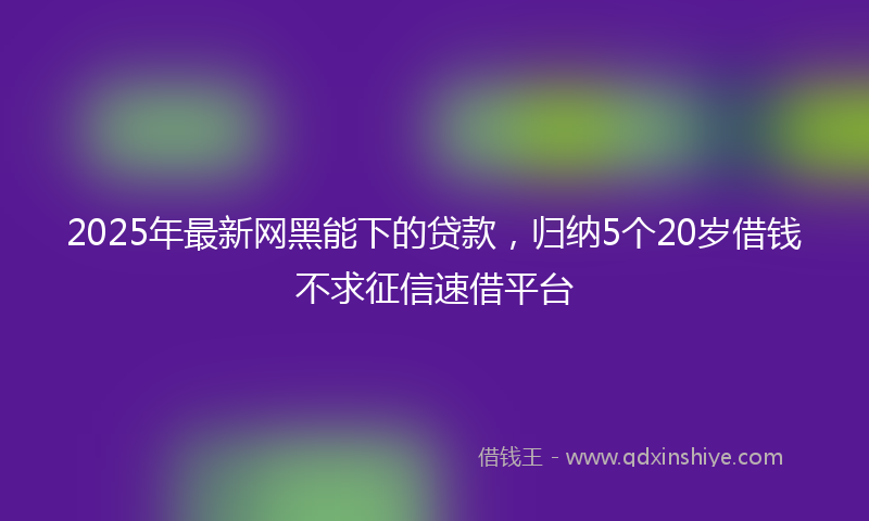 2025年最新网黑能下的贷款，归纳5个20岁借钱不求征信速借平台