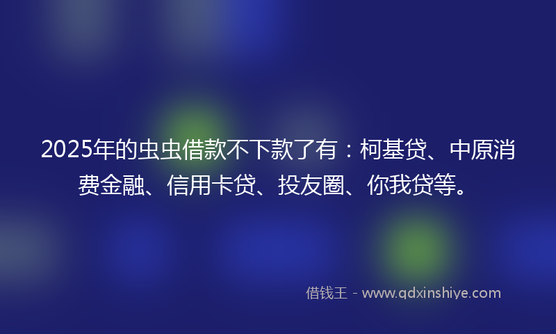 2025年的虫虫借款不下款了有：柯基贷、中原消费金融、信用卡贷、投友圈、你我贷等。