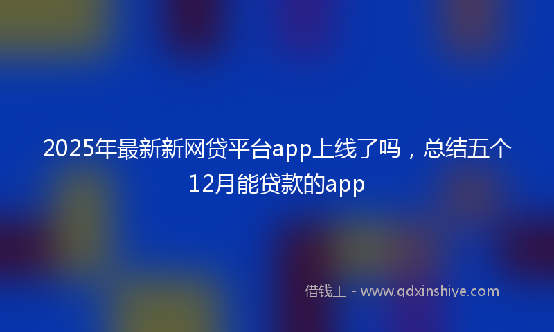 2025年最新新网贷平台app上线了吗，总结五个12月能贷款的app