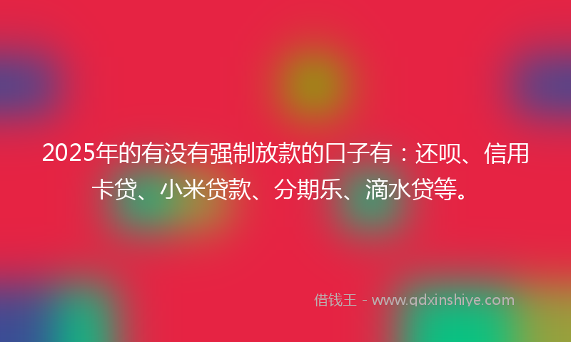 2025年的有没有强制放款的口子有：还呗、信用卡贷、小米贷款、分期乐、滴水贷等。