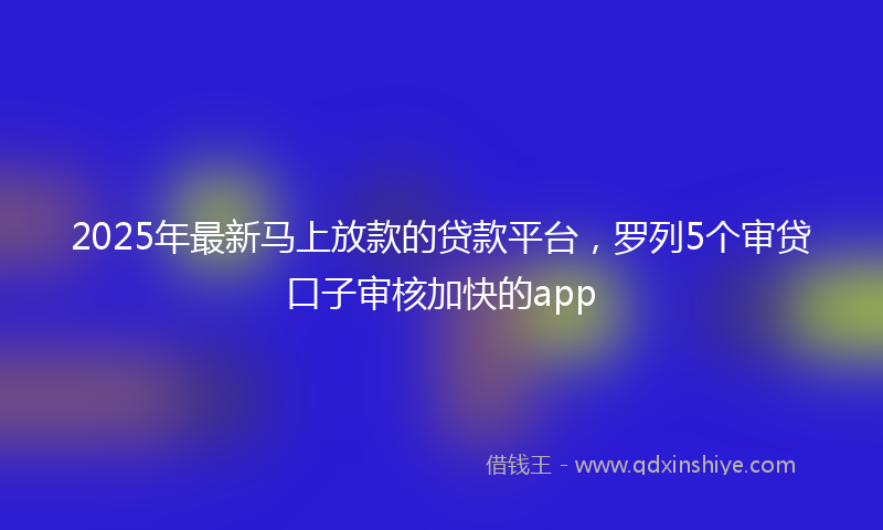2025年最新马上放款的贷款平台，罗列5个审贷口子审核加快的app