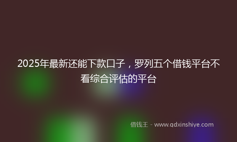 2025年最新还能下款口子，罗列五个借钱平台不看综合评估的平台