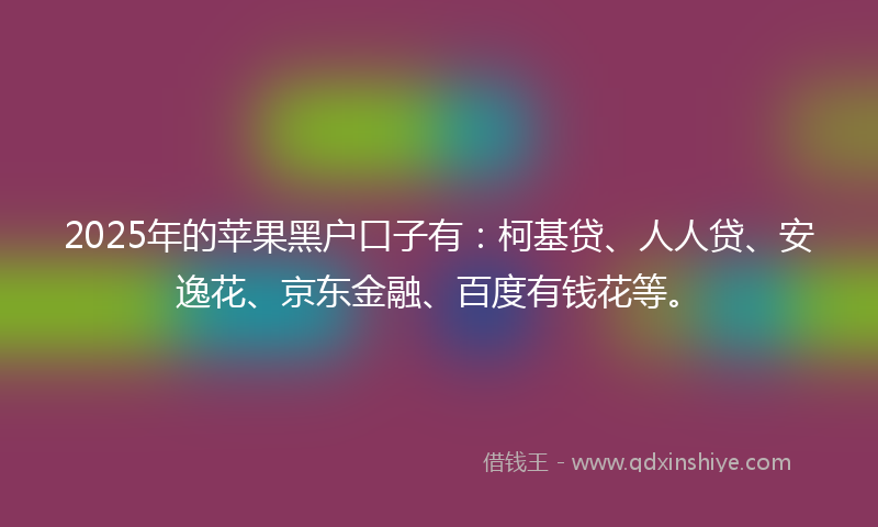 2025年的苹果黑户口子有：柯基贷、人人贷、安逸花、京东金融、百度有钱花等。