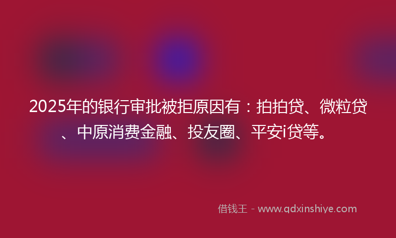 2025年的银行审批被拒原因有：拍拍贷、微粒贷、中原消费金融、投友圈、平安i贷等。