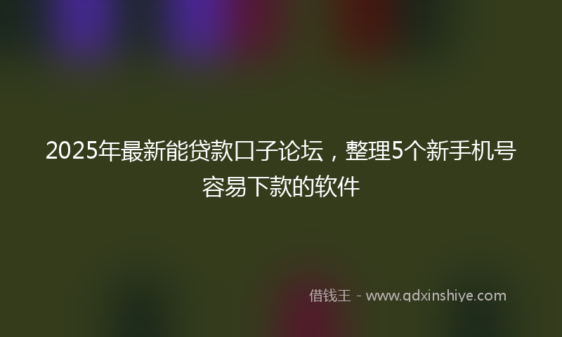 2025年最新能贷款口子论坛，整理5个新手机号容易下款的软件