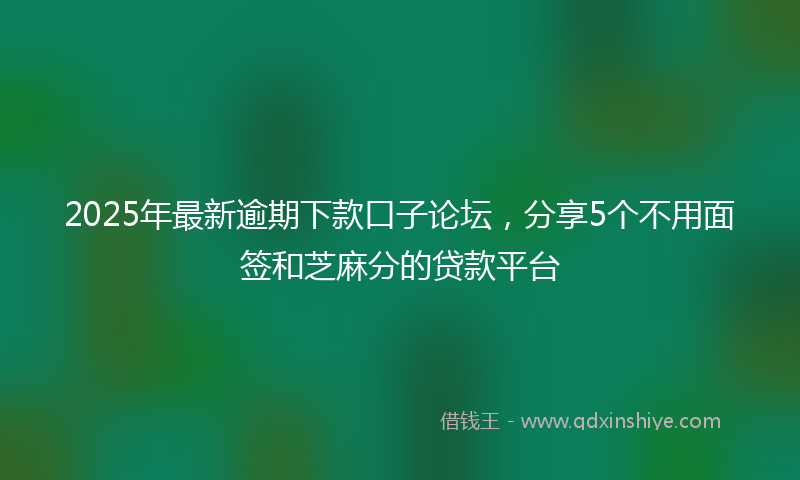 2025年最新逾期下款口子论坛，分享5个不用面签和芝麻分的贷款平台