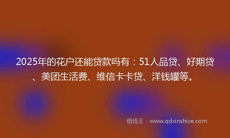 2025年的花户还能贷款吗有：51人品贷、好期贷、美团生活费、维信卡卡贷、洋钱罐等。