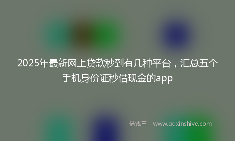 2025年最新网上贷款秒到有几种平台，汇总五个手机身份证秒借现金的app