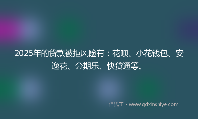2025年的贷款被拒风险有：花呗、小花钱包、安逸花、分期乐、快贷通等。