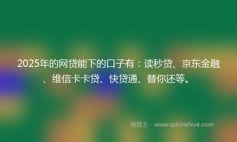 2025年的网贷能下的口子有：读秒贷、京东金融、维信卡卡贷、快贷通、替你还等。