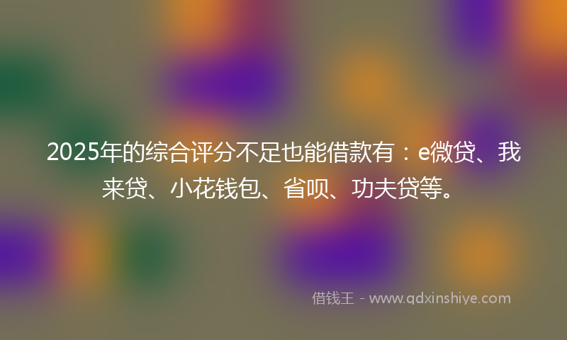 2025年的综合评分不足也能借款有：e微贷、我来贷、小花钱包、省呗、功夫贷等。