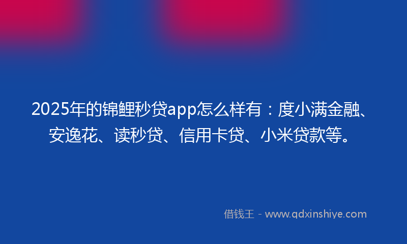 2025年的锦鲤秒贷app怎么样有：度小满金融、安逸花、读秒贷、信用卡贷、小米贷款等。