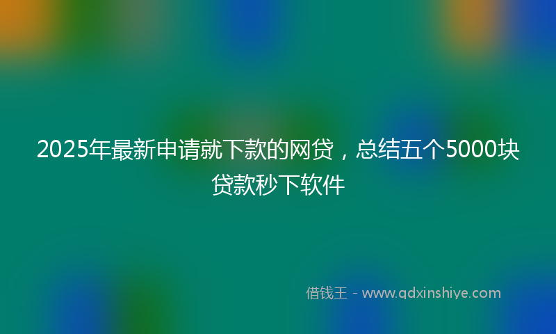 2025年最新申请就下款的网贷，总结五个5000块贷款秒下软件
