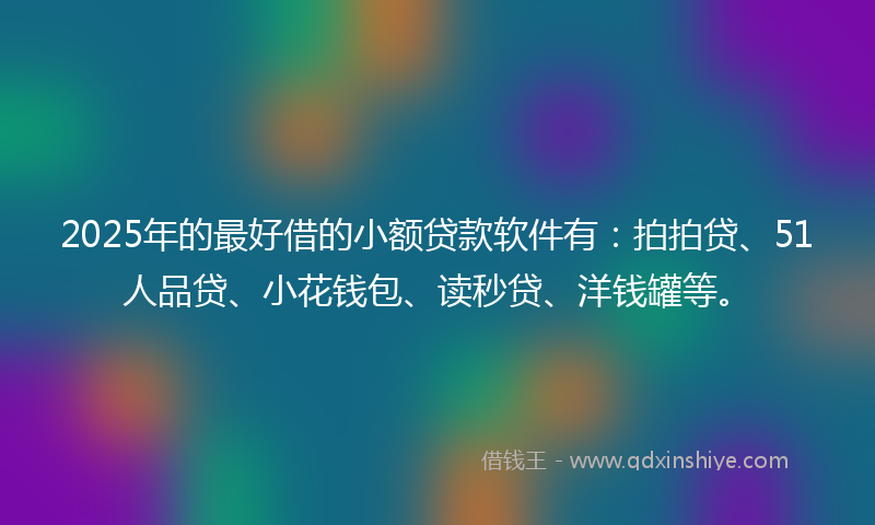 2025年的最好借的小额贷款软件有：拍拍贷、51人品贷、小花钱包、读秒贷、洋钱罐等。