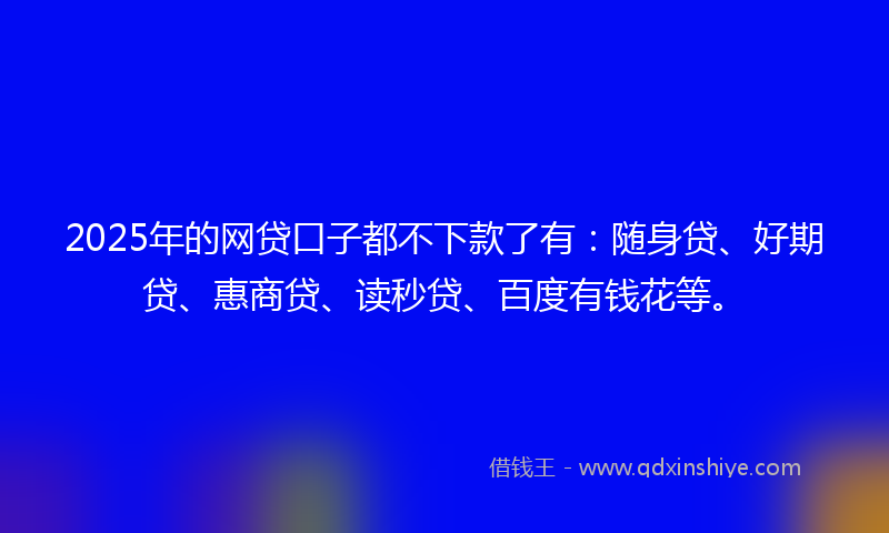 2025年的网贷口子都不下款了有：随身贷、好期贷、惠商贷、读秒贷、百度有钱花等。